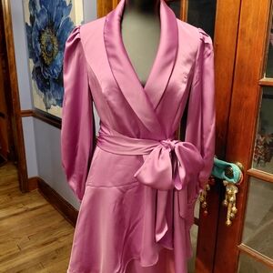 Elegant Pink Wrap Dress